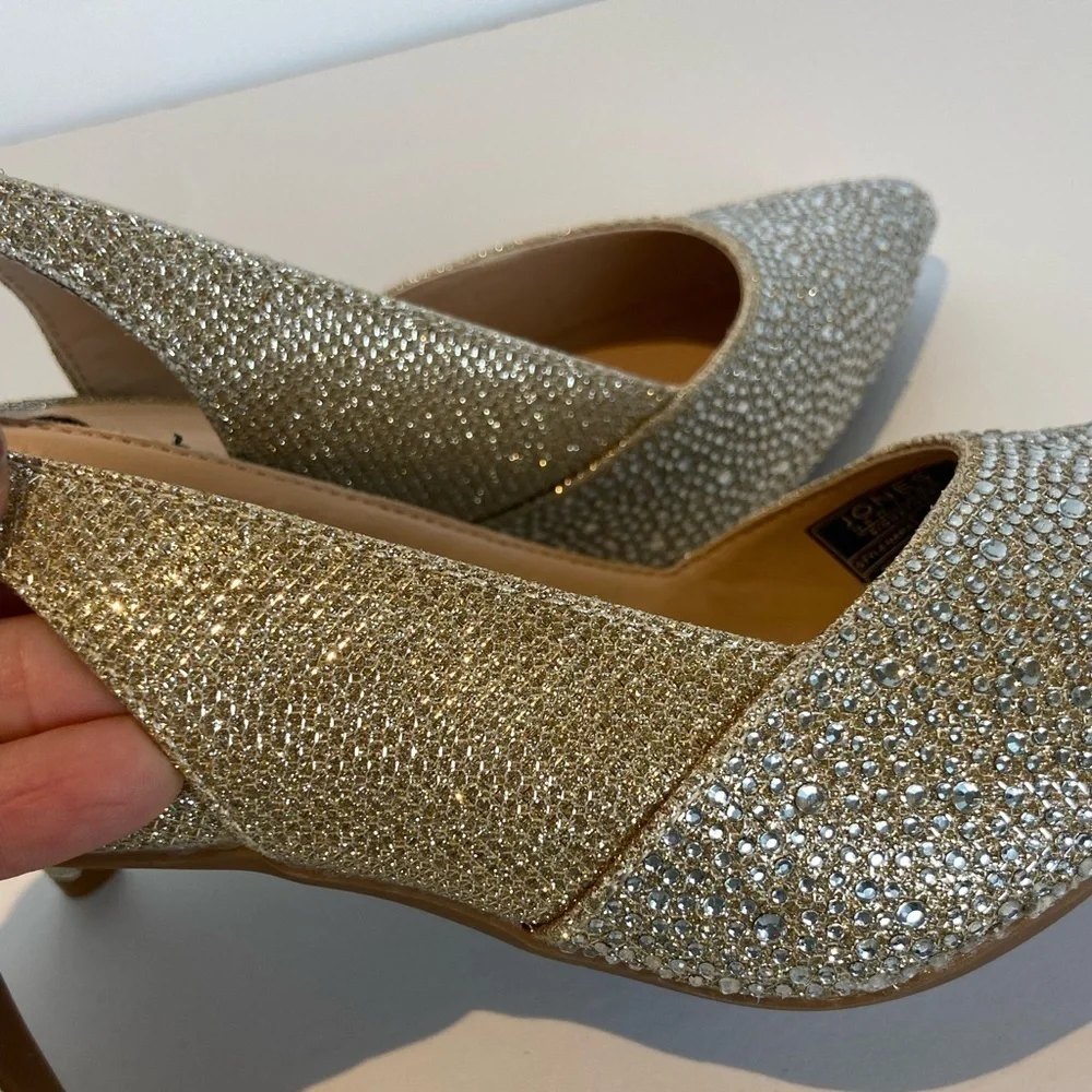 Jones New York Berria Women's Pumps Heels Size 9.5‎ Gold Rhinestone Crystal